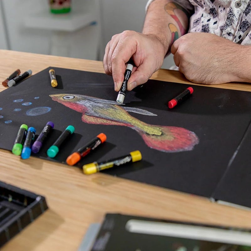 HOMENITY® - Metallic Oil Pastels 12pc Vibrant and Buttery, for Blending, Layering & Shading, (Set of 12, Metallic Shades) - Image 5