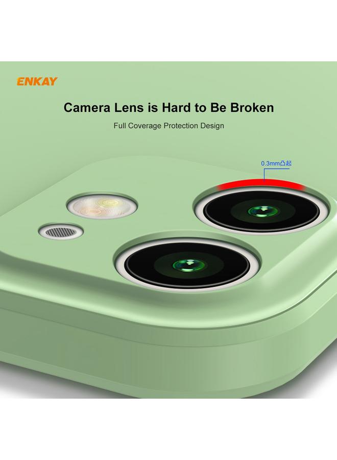 ENKAY Case For iPhone 12 mini Hat-Prince ENK-PC0672 Liquid Silicone Straight Edge Shockproof Case + 0.26mm 9H 2.5D Full Glue Tempered Glass Film - Image 5