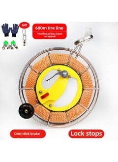 Kite Line Roulette Stainless Steel Kite Roulette Anti-reverse Hand Brake High-grade Large Bearing Hand Grip Wheel Spool Jianpeng-Colour:21 Large Universal Handbrake + 4 Strands 600m Tire Line
