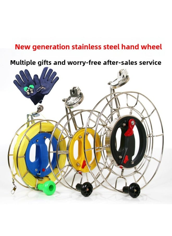Generic - Kite Line Roulette Stainless Steel Kite Roulette Anti-reverse Hand Brake High-grade Large Bearing Hand Grip Wheel Spool Jianpeng-Colour:21 Large Universal Handbrake + 4 Strands 600m Tire Line - Image 1