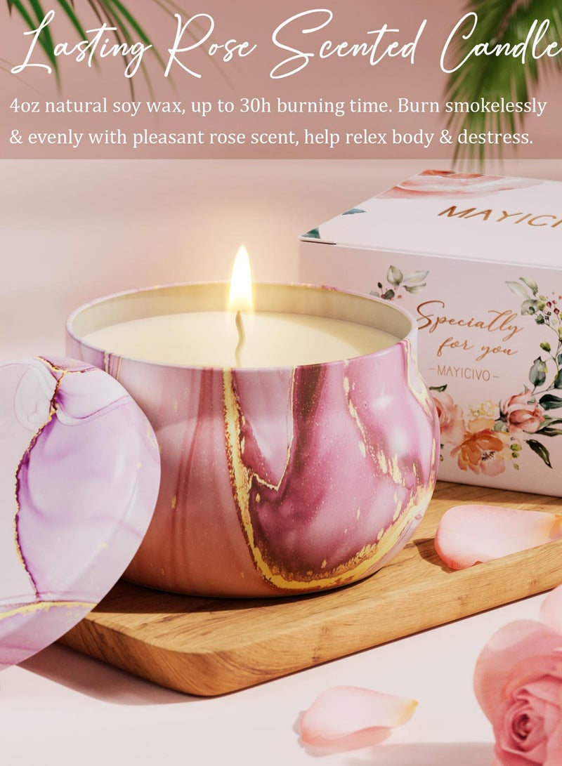 عربست هدايا العيد للنساء مجموعة سبا فاخرة برائحة الورد: 12 قطعة هدايا ترفيهية تتضمن كوب سفر 20 أونصة (ستانلس ستيل 304) + كرات استحمام + صابون ماسي + شموع صويا + بطانية حرير + قناع نوم، هدايا فاخرة ليوم الأم وعيد الحب هدايا للنساء - Image 5