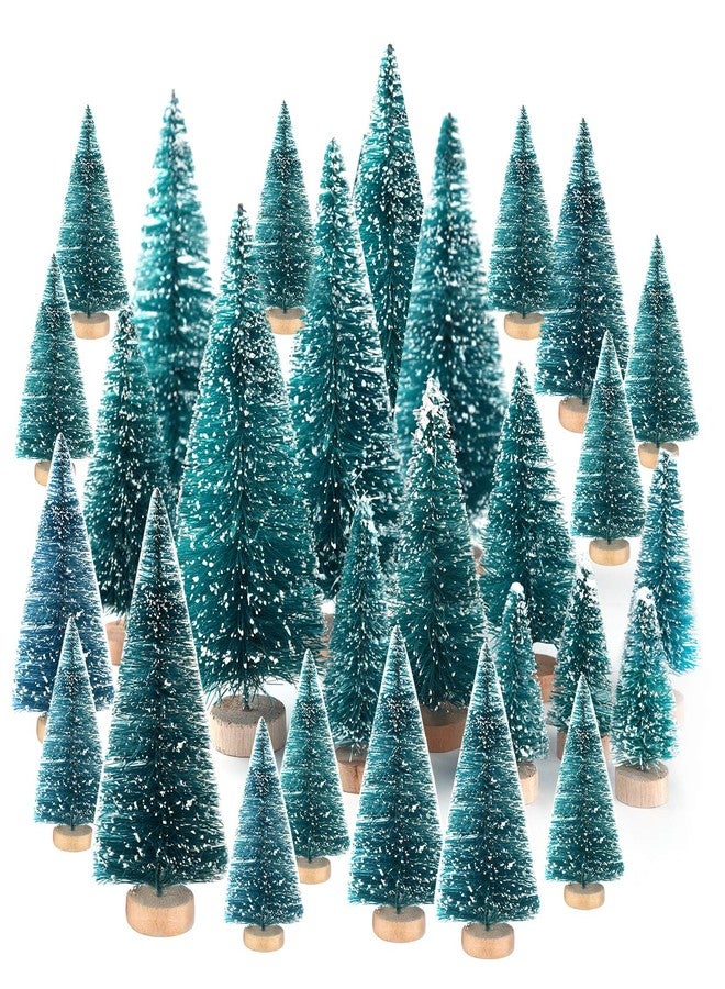KUUQA 48Pcs Mini Sisal Trees Bottle Brush Trees Diorama Models Miniature Christmas Trees for Crafts, Christmas Party Home Decoration, Small Size Trees - Image 1