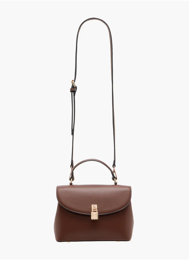 بابريكا Women's Solid Satchel Bag with Grab Handle and Button Closure