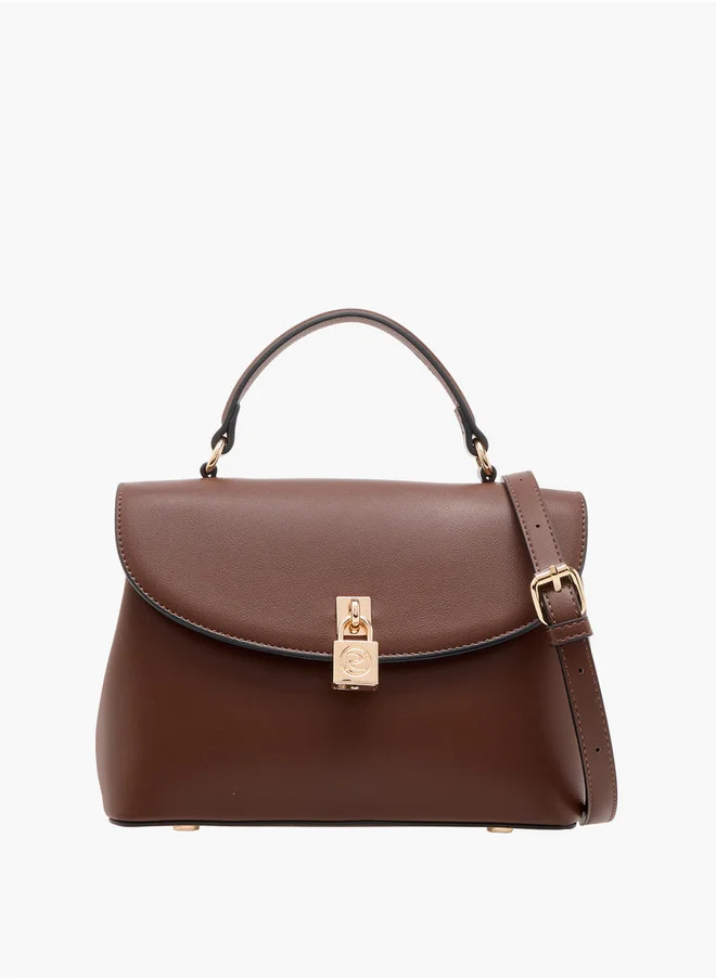 بابريكا Women's Solid Satchel Bag with Grab Handle and Button Closure