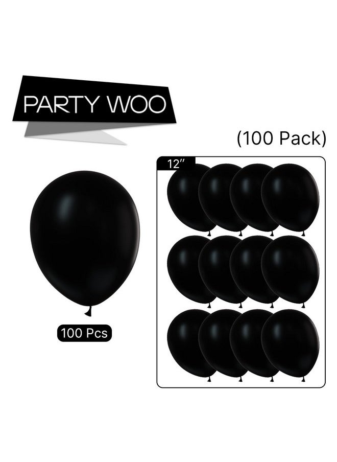 PartyWoo Black Balloons, 100 Pcs 12 Inch Matte Black Balloons, Black Balloons For Balloon Garland Or Balloon Arch As Party Decorations, Birthday Decorations, Retirement Party Decorations, Black-Y18  - Image 5