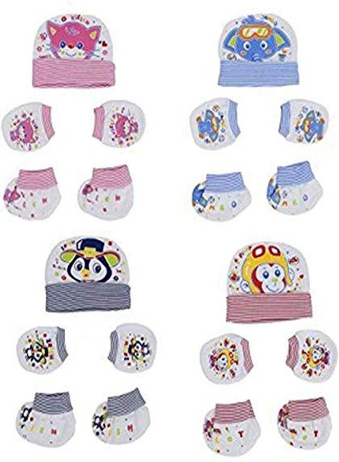Uber World Baby Cap Mittens and Booties Cotton Set of 3 Packs Multicolour - Image 1