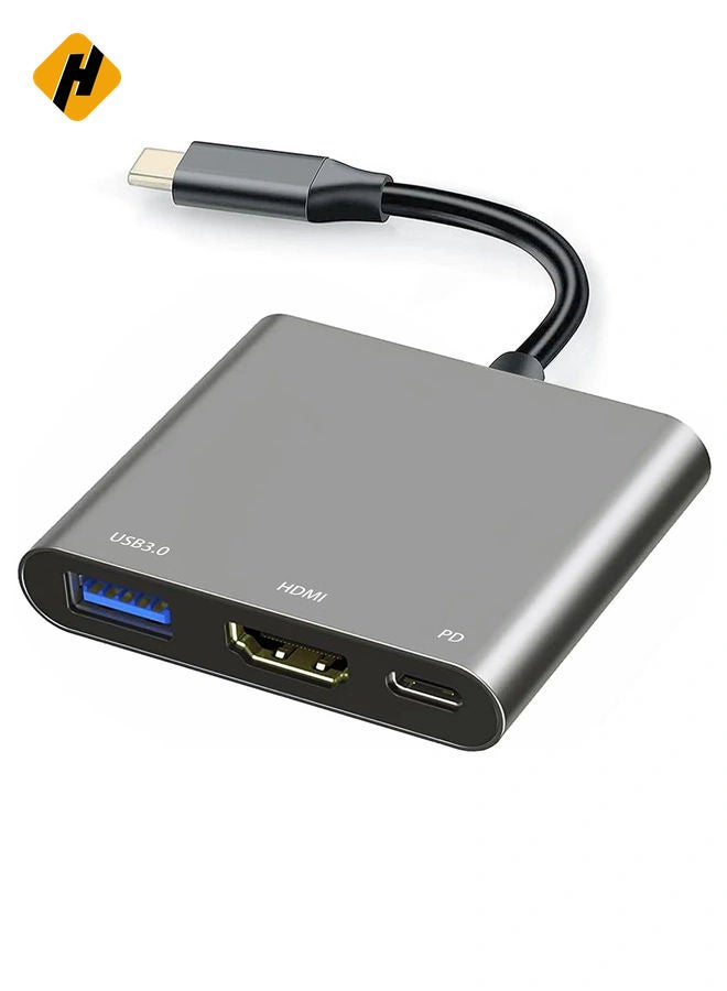 HuHa USB-C to HDMI Multiport Adapter with Charging Port – 4K HDMI Converter, USB 3.0 Hub, and USB-C Charging for Mac, iPad Pro, MacBook, and Chromebook  - Image 1