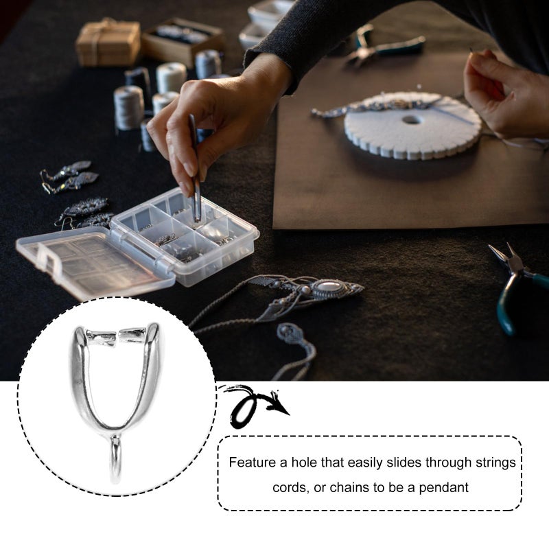 Silver Alloy Pendant Clips Necklace Clasps 40Pcs DIY Jewelry Findings Crafting Accessories - Image 5