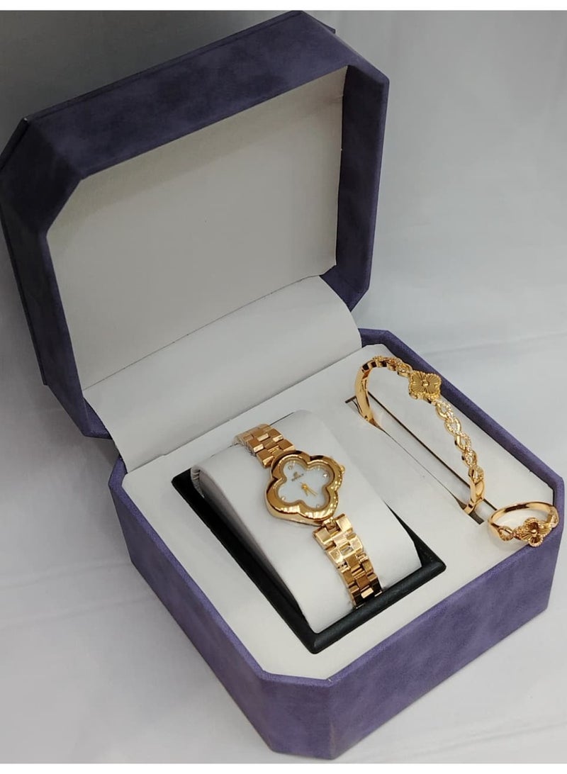 ساعه يد نسائيه انيقه من الستانلس ستيل مع سواره وخاتم  ماركه ماربيلينو