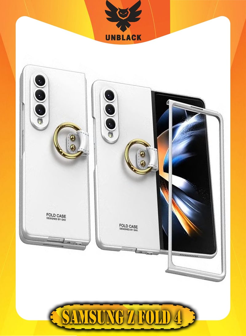 UNBLACK For Samsung Galaxy Z Fold 4 Case Ultra Thin Camira protection With Ring- (Silver)