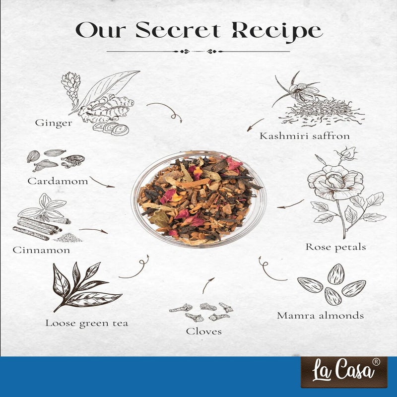 La Casa Kashmiri Qehwa | Premium Sugarfree Kahwa | Saffron & Spices | 150 grams - Image 2