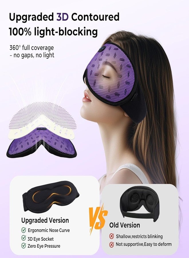 LC-dolida Sleep Headphones, Sleep Mask with Bluetooth 5.4 Headphones, Detachable 3D Blackout Eye Mask with Wireless Headphones Bluetooth Sleep Mask for Side Sleepers, Cooling Music Mask Gift (Purple - Image 2