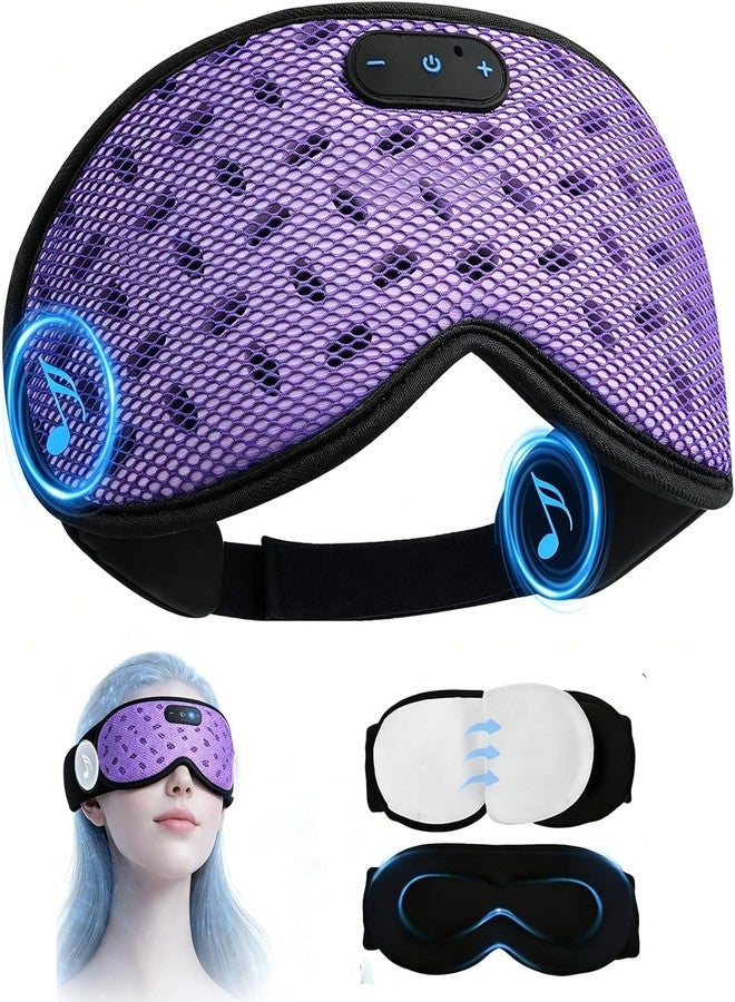LC-dolida Sleep Headphones, Sleep Mask with Bluetooth 5.4 Headphones, Detachable 3D Blackout Eye Mask with Wireless Headphones Bluetooth Sleep Mask for Side Sleepers, Cooling Music Mask Gift (Purple - Image 1
