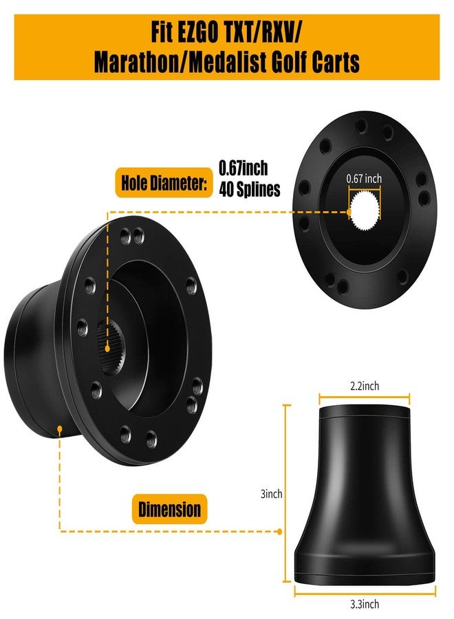 MOSNAI EZGO Steering Wheel Adapter Hub for EZGO TXT/RXV/Marathon/Medalist Golf Carts with 5-6 Holes Golf Cart Steering Wheel - Image 2