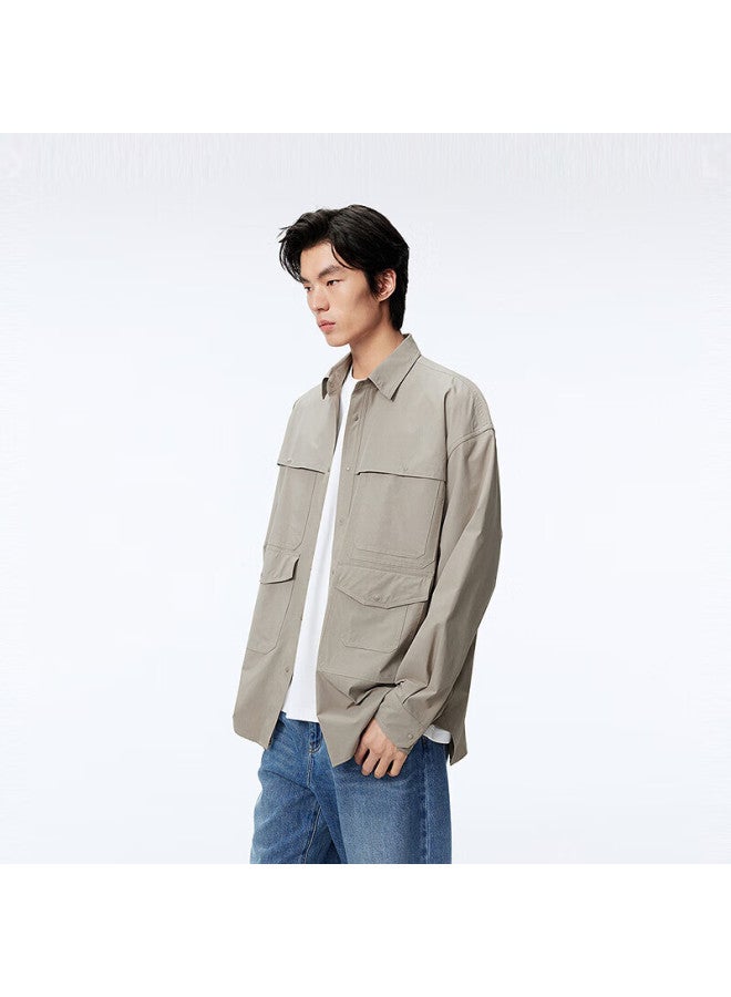 Waxbird Taipingniao Men's Casual Shirt, Spring Outdoor Workwear, Pocketed Outer Shirt For Men, Green (wide Fit), Size L - Image 3