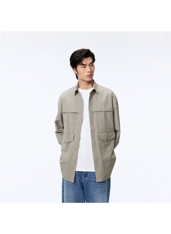 Waxbird Taipingniao Men's Casual Shirt, Spring Outdoor Workwear, Pocketed Outer Shirt For Men, Green (wide Fit), Size L - Image 2