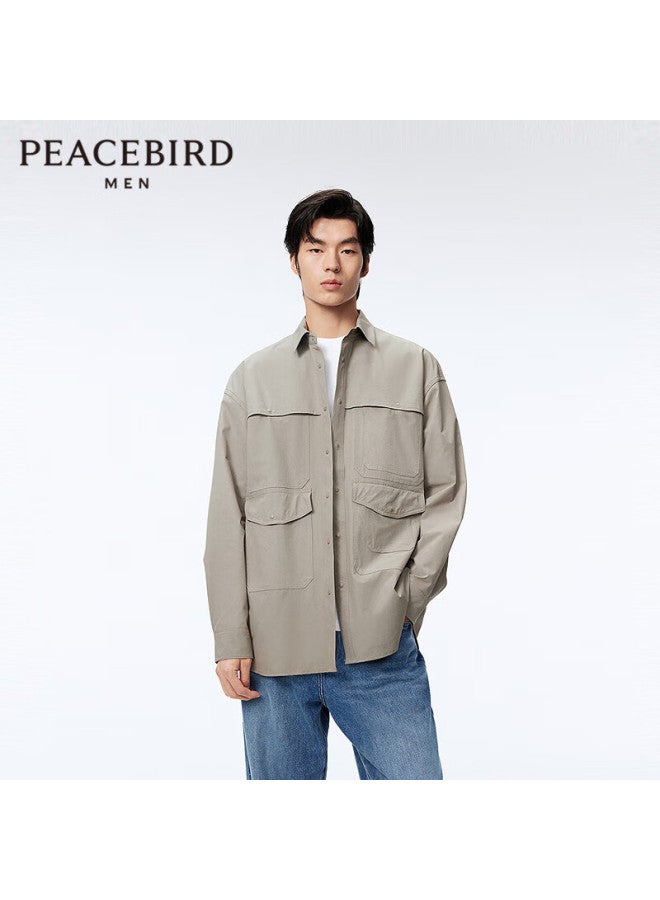 Waxbird Taipingniao Men's Casual Shirt, Spring Outdoor Workwear, Pocketed Outer Shirt For Men, Green (wide Fit), Size L - Image 1