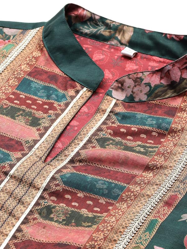 Ahalyaa Women's Printed Ethnic Kurtas for Every Occasion Green - Image 2