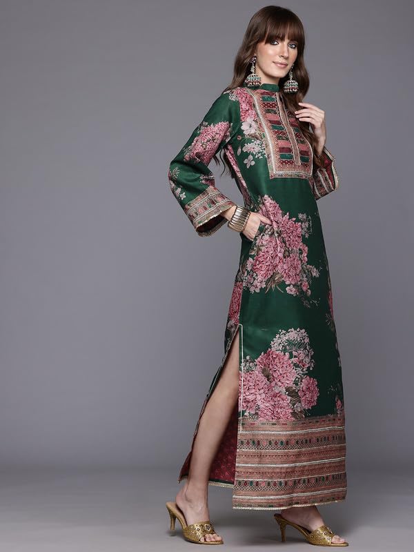 Ahalyaa Women's Printed Ethnic Kurtas for Every Occasion Green - Image 4