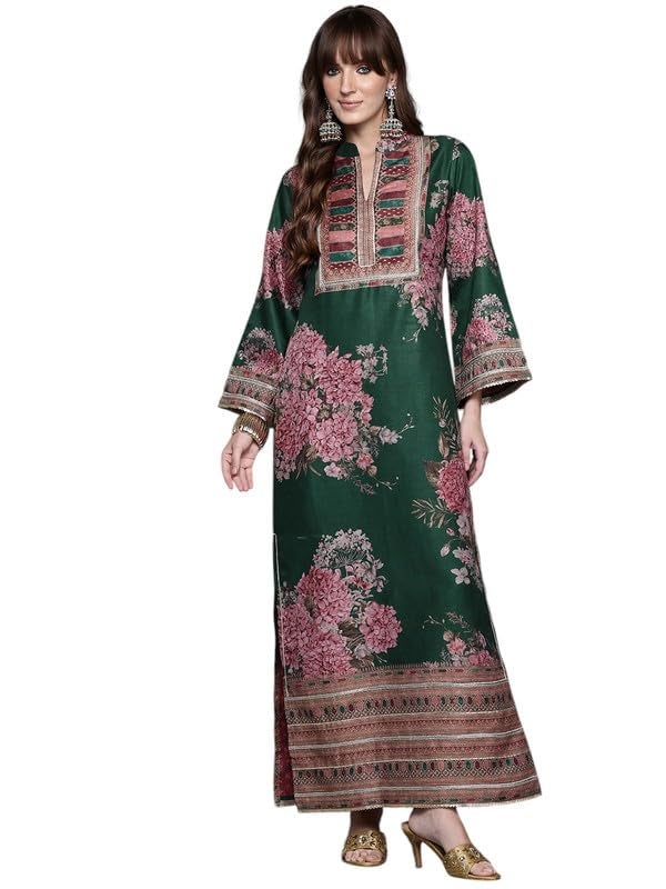 Ahalyaa Women's Printed Ethnic Kurtas for Every Occasion Green - Image 1