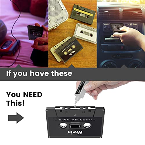 Mwin Audio Cassette Head Cleaner Tape w/ 1 Cleaning Fluids Care Wet Maintenance Kit, Cleaner for Cassette Tape Player/Boombox/Deck/Recorder - Image 2