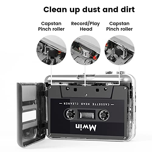 Mwin Audio Cassette Head Cleaner Tape w/ 1 Cleaning Fluids Care Wet Maintenance Kit, Cleaner for Cassette Tape Player/Boombox/Deck/Recorder - Image 3