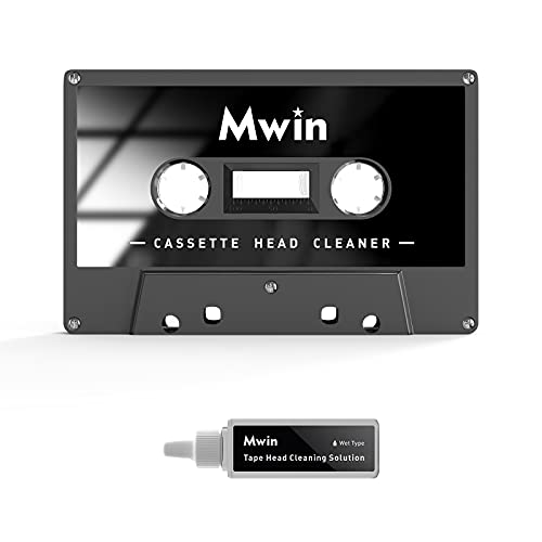 Mwin Audio Cassette Head Cleaner Tape w/ 1 Cleaning Fluids Care Wet Maintenance Kit, Cleaner for Cassette Tape Player/Boombox/Deck/Recorder - Image 1