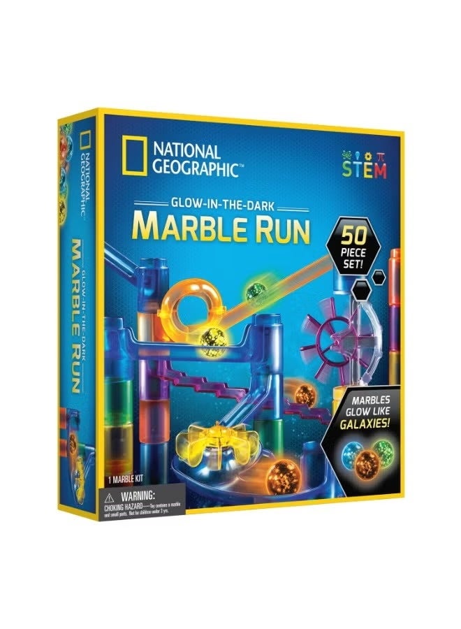 National Geographic Glow in The Dark Marble Run for Kids – STEM Building Toy Set, Marble Maze Kit with Tracks & Marbles, Educational Construction Toy for Boys & Girls Ages 6+ - Image 1