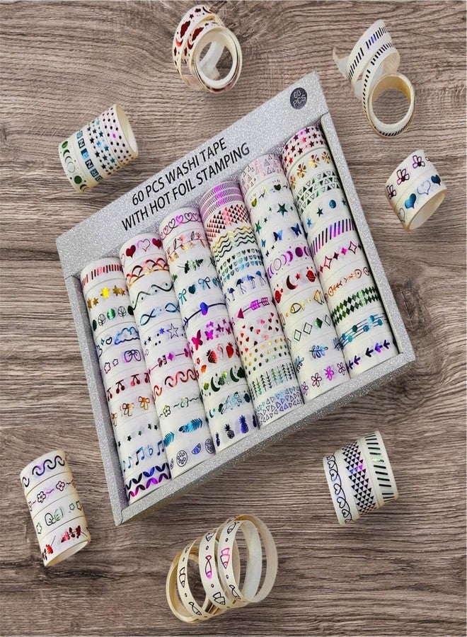 Crafty Cuddle مجموعة أشرطة واشي مزخرفة من كرافتي كادل - تصميم ختم ساخن، مطبوعات قلوب وفلامنجو، أنماط متعددة (عبوة من 10 قطع) - Image 1