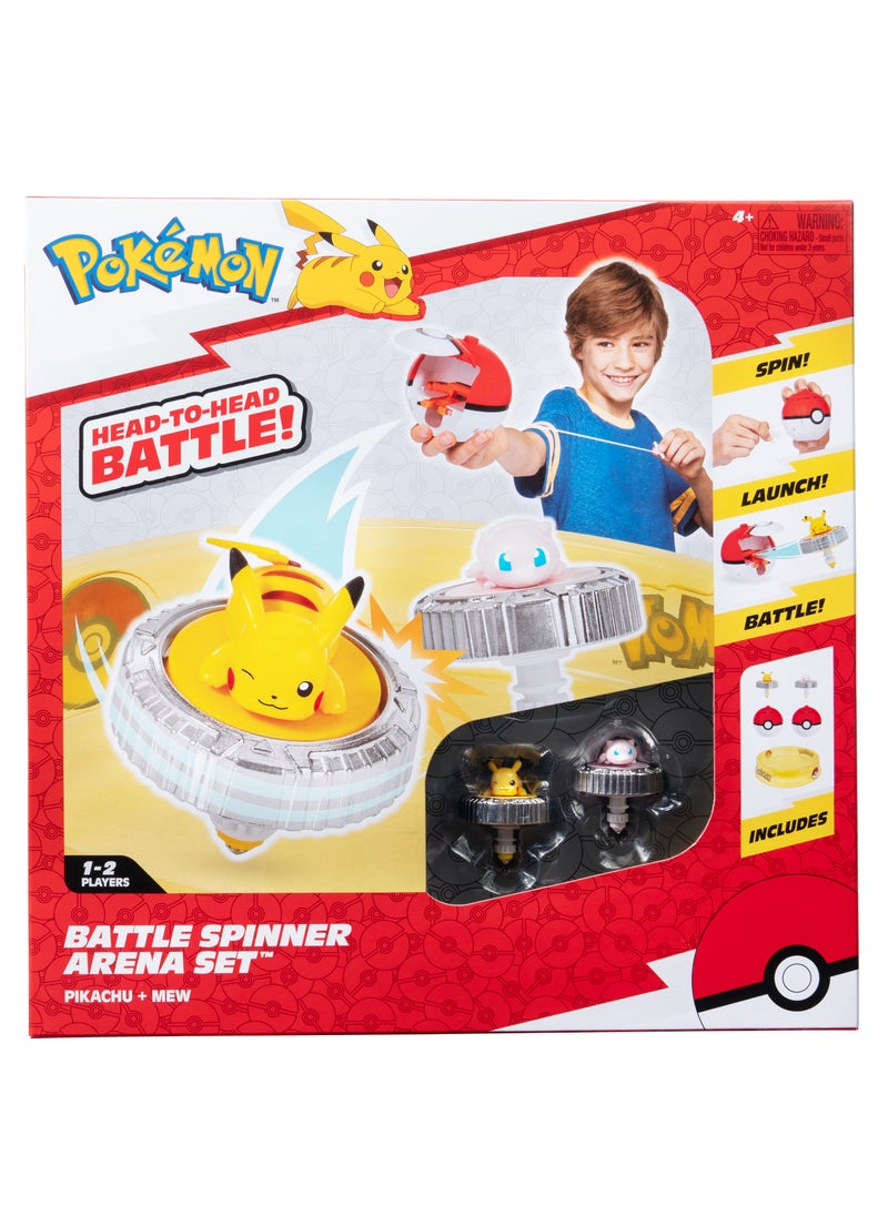 Pokemon Pokemon Battle Spinner Arena Set | Pokemon Battle Arena | Interactive Playset | Battle Figure | Collectible Figure | Poke Ball | Pikachu and Mew | Gift for Boys and Kids  - Image 1