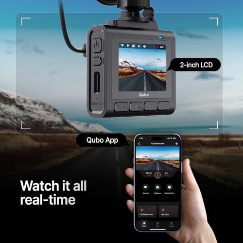 Qubo Car Dashcam Pro 2.7K | Dual Channel | Hero Group | NightPulse Vision | 5MP QHD+ Front Wide 2MP FHD Rear | G-Sensor | 2" LCD | Built-in GPS, Wi-Fi, Mic | App | Up to 1TB Storage| Made in India - Image 5