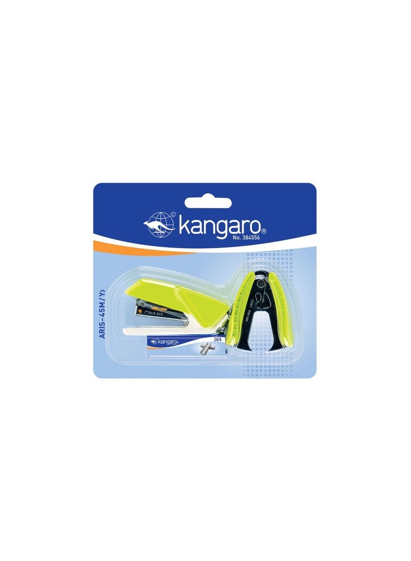 Kangaro Combo of ARIS 45M Stapler, Staples Remover SR-45T and Staples 26/6