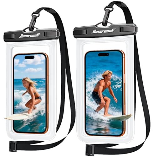 Hiearcool Waterproof Phone Pouch, Waterproof Phone Case with Crossbody Lanyard Compatible for iPhone 17 16 15 14 13 Pro Max Up to 8.3", Cellphone Dry Bag Travel Essentials for Beach -Clear-2Pack - Image 1