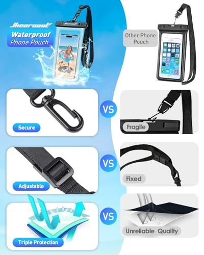 Hiearcool Waterproof Phone Pouch, Waterproof Phone Case with Crossbody Lanyard Compatible for iPhone 17 16 15 14 13 Pro Max Up to 8.3", Cellphone Dry Bag Travel Essentials for Beach -Clear-2Pack - Image 4