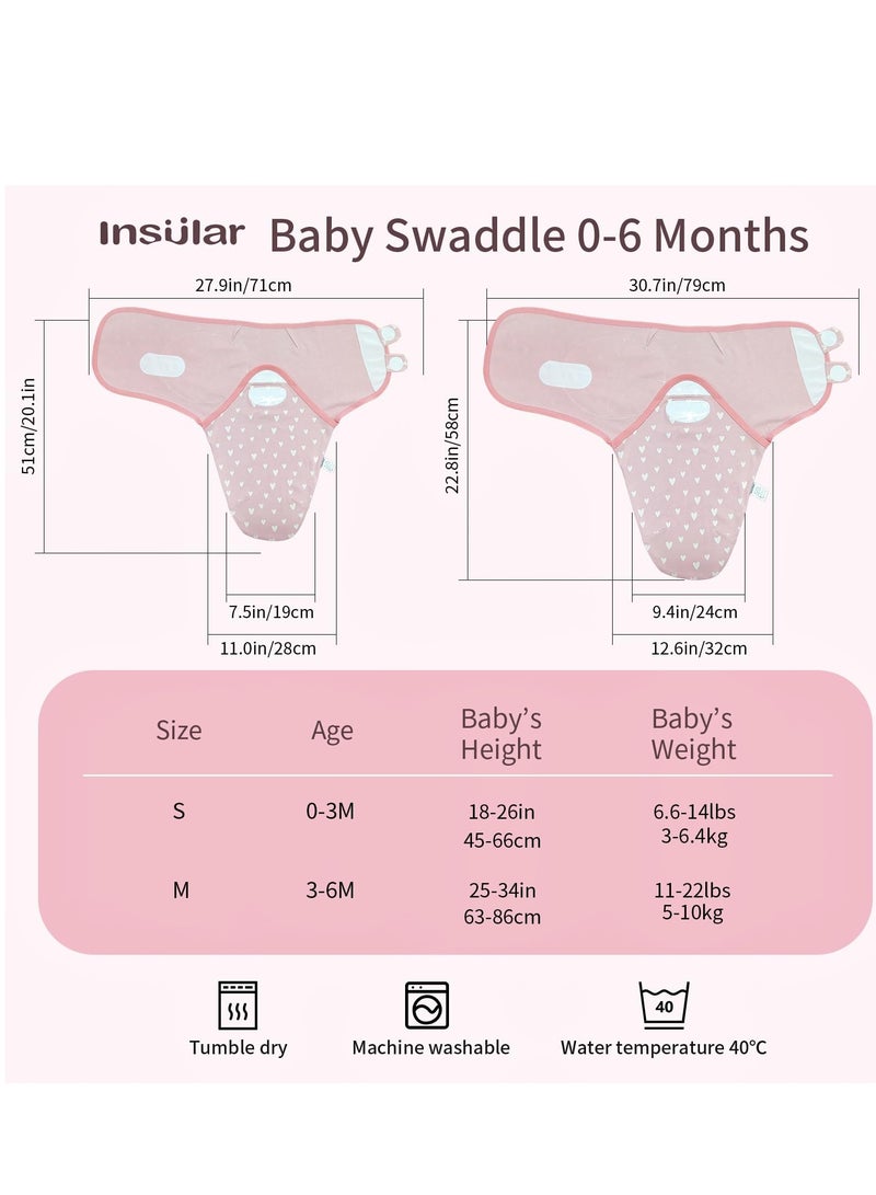 insular 3PCS Baby Swaddle Wrap, 100% Cotton Adjustable Newborn Swaddles, Soft Breathable Sleep Sack for 0-4 Months Infant(Pink/ Purple/White) - Image 2