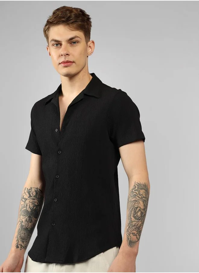 Dennis Lingo Dennis Lingo Solid Relaxed Fit Spread Collar Shirt