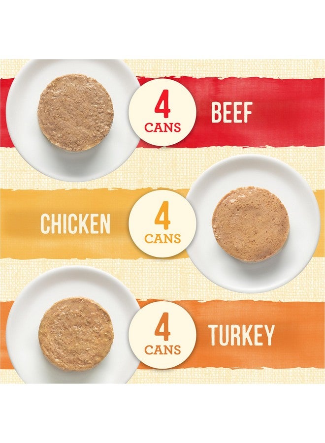 Merrick Lil’ Plates Petite Pates Premium Grain Free Wet Dog Food Variety Pack, Natural Beef, Chicken, Turkey - (Pack of 12) 3 oz. Cans - Image 1