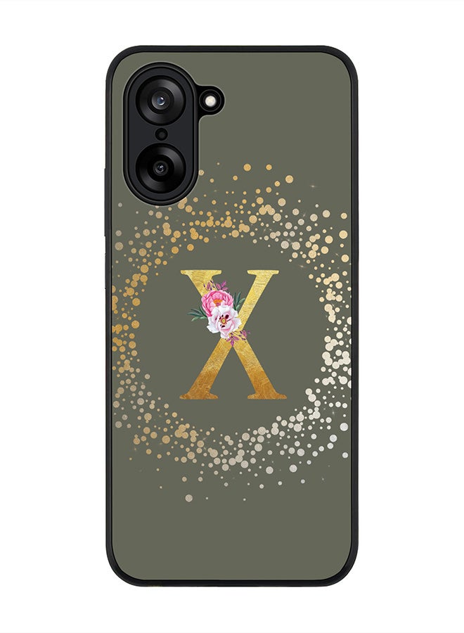 Stylizedd For OnePlus Nord CE5 / Ace 5 Racing Case,Slim fit Camera Protection, Shockproof Thin Phone cover  - Custom Monogram Floral - X  (Olive Green )