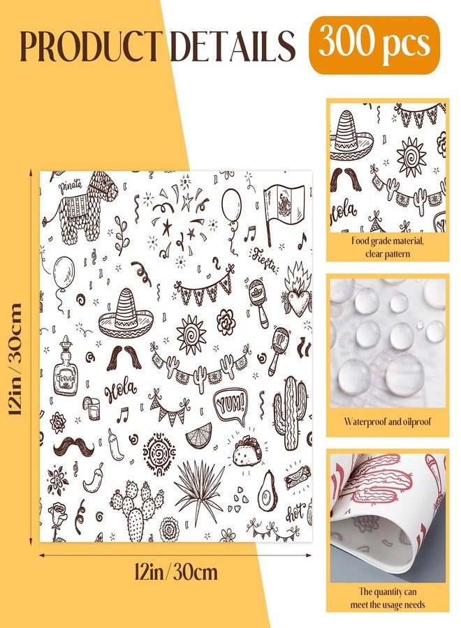 PerKoop 300 Pcs 12 x 12 Inch Deli Wax Paper Sheets Sandwich Wrapping Paper Sheets Mexican Festival Picnic Basket Liners for Food Greaseproof Breads Burgers Bakery Tissue Kitchen, White - Image 2