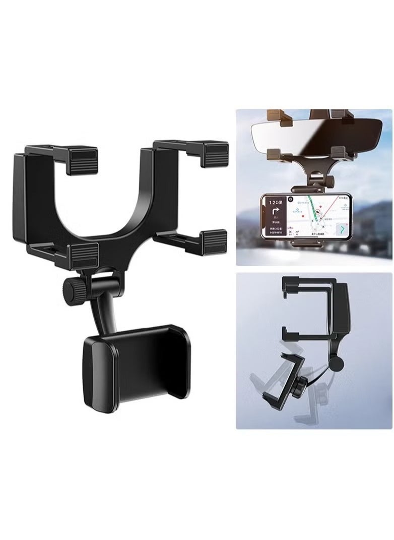 A ZONE Car Rear View Mirror Mount Grip Clip, 360 Rotation Car Mount Holder, Universal Smartphone Holders Cell Phone Mount Fit  - Image 1