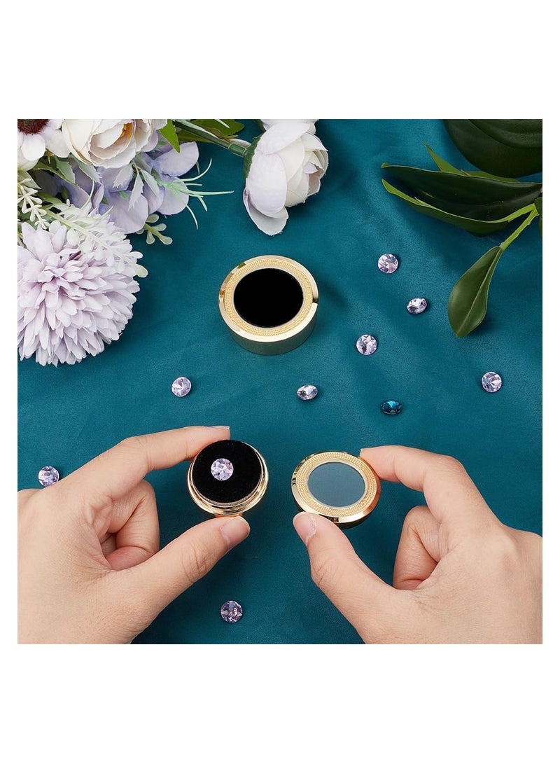 KASTWAVE Gemstone Display Box Round Loose Diamond Gemstone Display Case Gold Alloy Jewelry Box Container with Window for Proposal Jewelry Diamond Wedding Necklace, 2 Sizes - Image 3