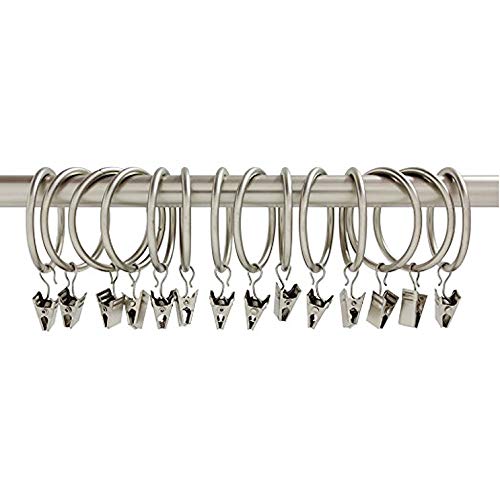 Lansian 100 Pack Curtain Rings with Clips Hooks 1.5 inch Rustproof Matte Metal Stainless Steel Drapery Rings for Tension Rod Bracket Eyelets Decorative Hangers, Silver (1.5" Interior Diameter) - Image 5