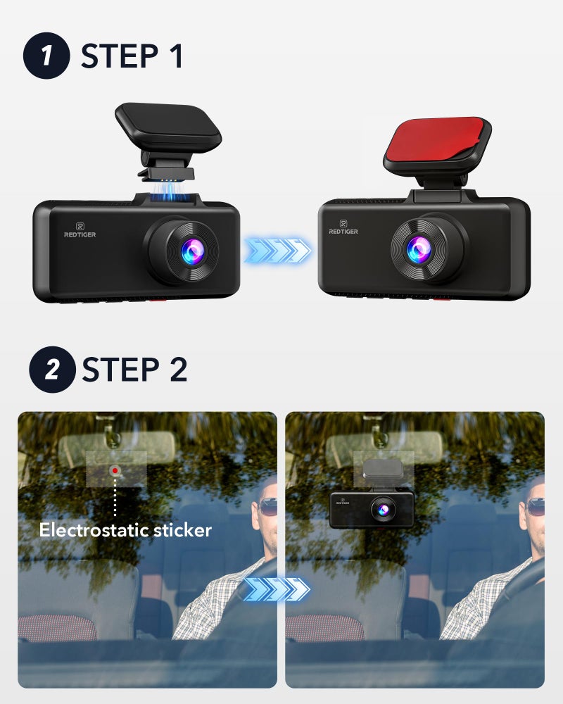 REDTIGER Adhesive Mount F17 Dash Cam with GPS Module - Image 4
