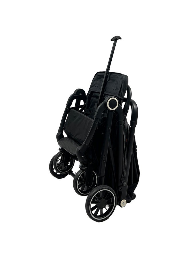 عربية أطفال قابلة للطي وخفيفة الوزن بعجلات مرنة ومظلة للحماية  لون اسود - Image 5