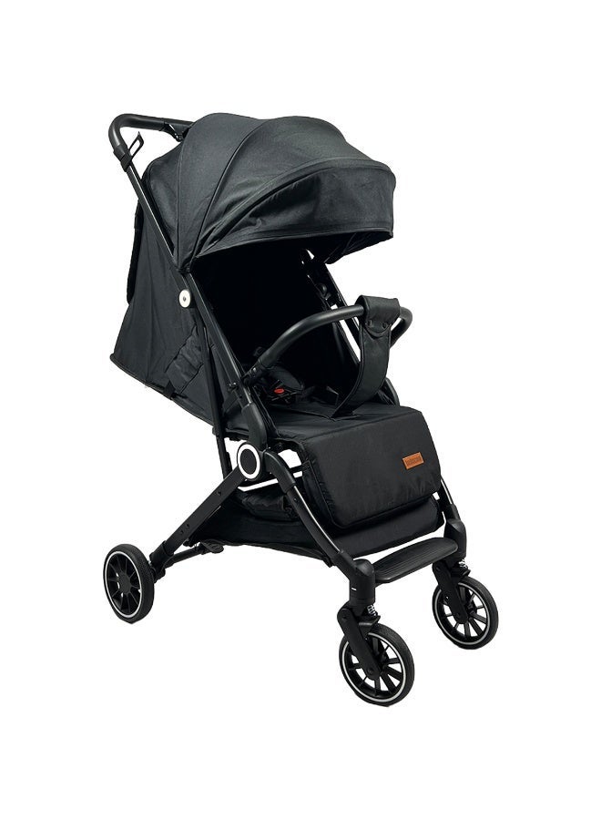 عربية أطفال قابلة للطي وخفيفة الوزن بعجلات مرنة ومظلة للحماية  لون اسود - Image 1