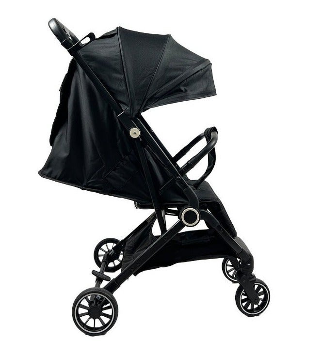 عربية أطفال قابلة للطي وخفيفة الوزن بعجلات مرنة ومظلة للحماية  لون اسود - Image 2