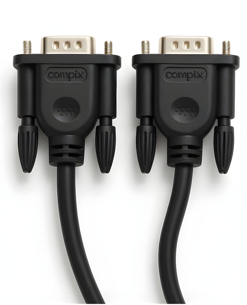 COMPIX VGA Cable 5M, 15 Pin Male to Male High Speed 1080P Full HD Display Cable, Durable Premium Monitor Cord for Strong Signals, VGA Cables for Computer Mac Mini PC Gaming Laptop MacBook - Black - Image 1