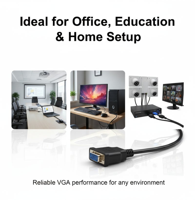 COMPIX VGA Cable 5M, 15 Pin Male to Male High Speed 1080P Full HD Display Cable, Durable Premium Monitor Cord for Strong Signals, VGA Cables for Computer Mac Mini PC Gaming Laptop MacBook - Black - Image 5