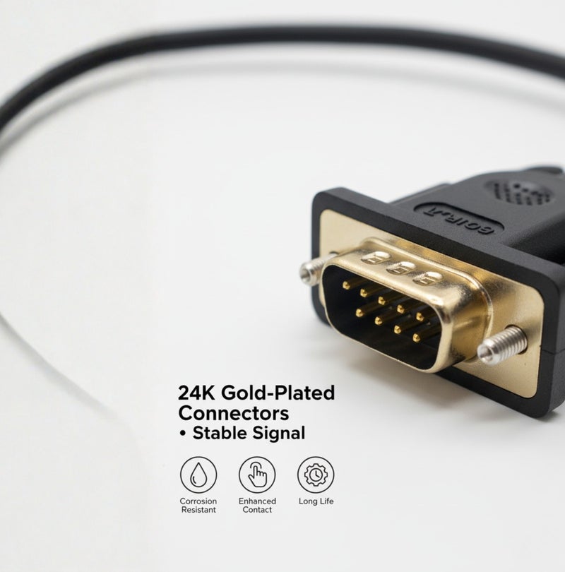 COMPIX VGA Cable 5M, 15 Pin Male to Male High Speed 1080P Full HD Display Cable, Durable Premium Monitor Cord for Strong Signals, VGA Cables for Computer Mac Mini PC Gaming Laptop MacBook - Black - Image 2