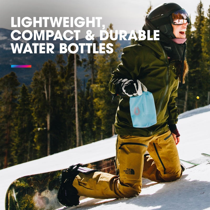 HydraPak Stow Collapsible Water Bottle â€“ 350ml â€“ Ultralight, Leak-Proof, BPA-Free, Filter Compatible Travel & Hiking Flask - MTN Tahoe Blue - Image 2